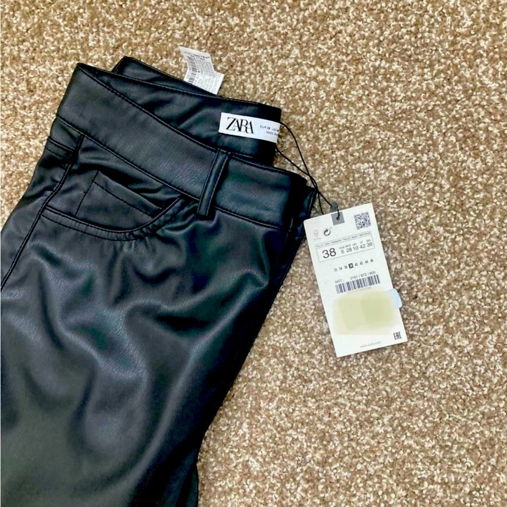 Zara Black leather pants 38